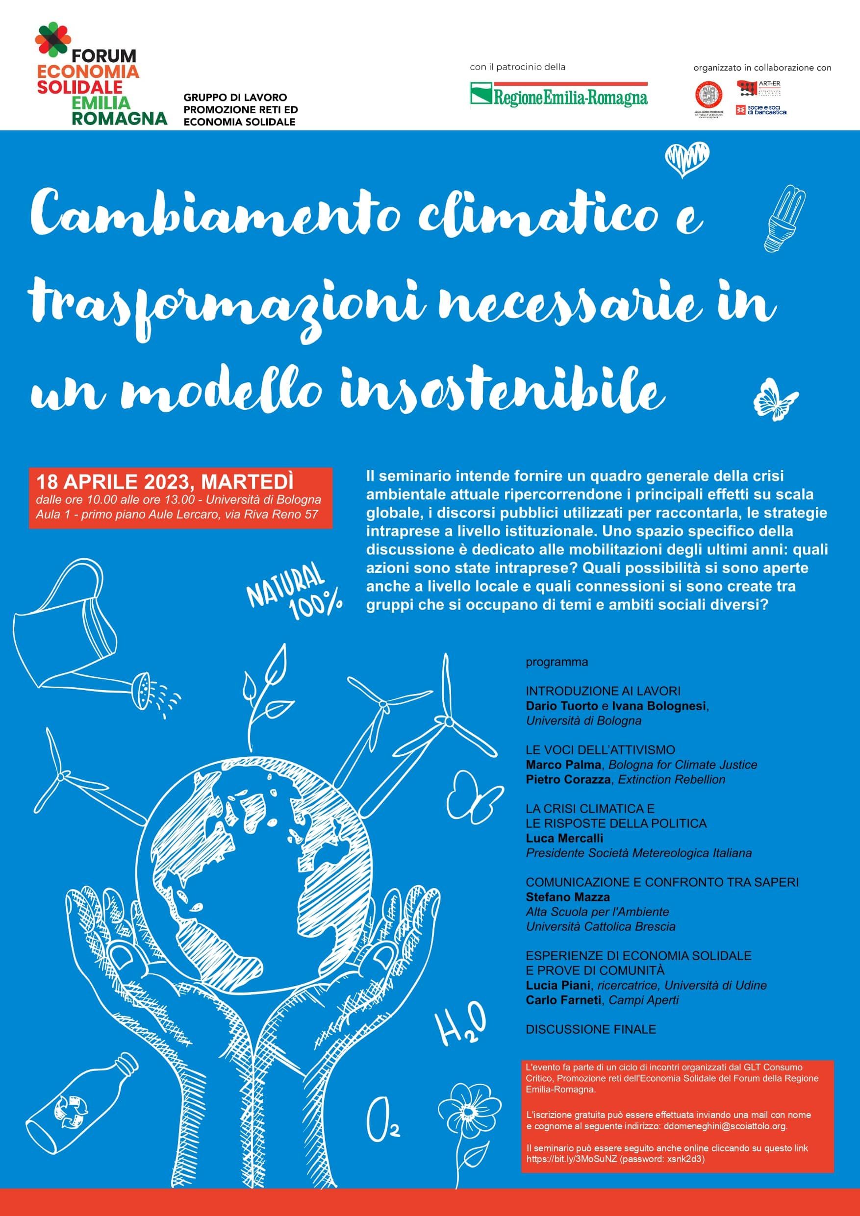 Cambiamento climatico e trasformazioni necessarie in un modello insostenibile