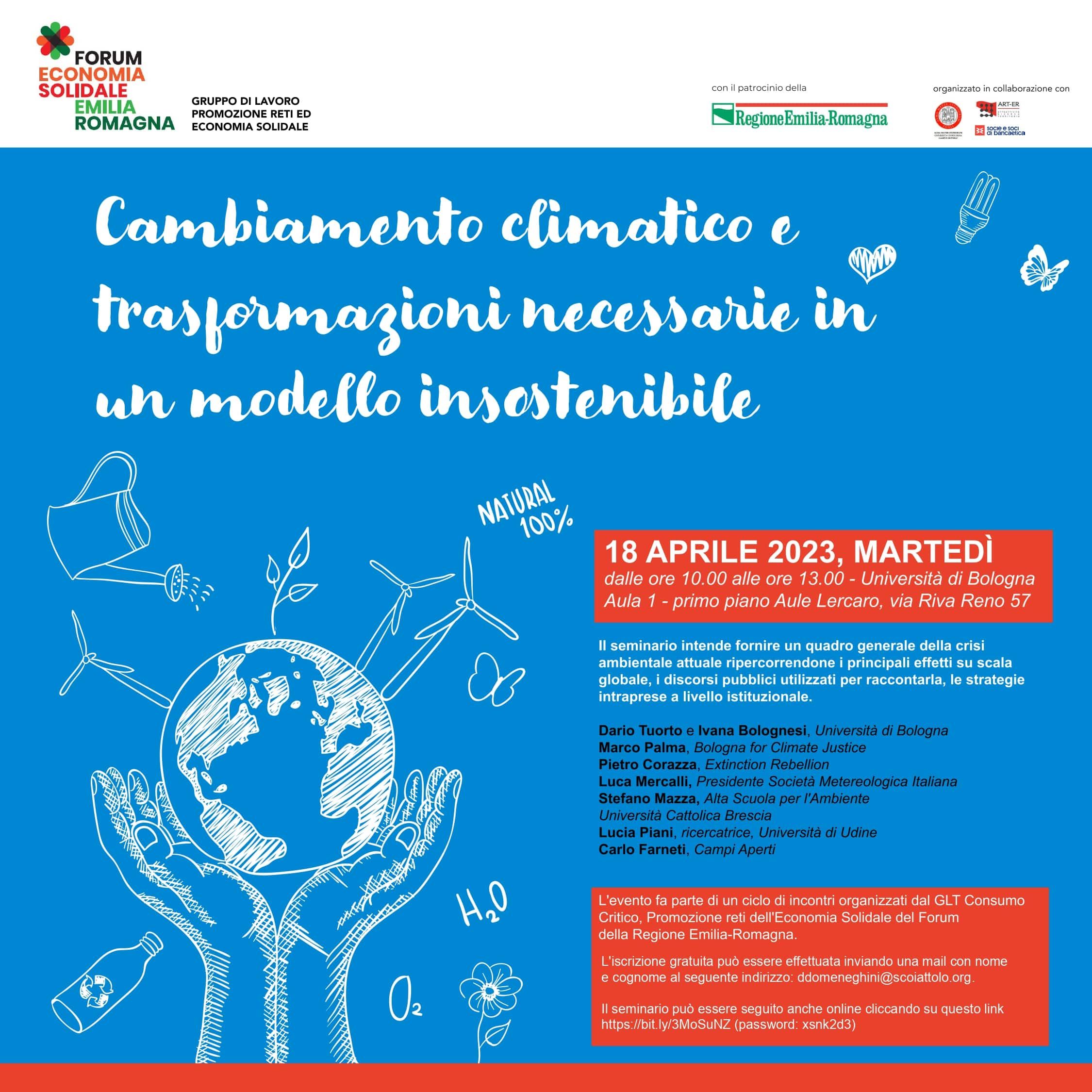 Cambiamento climatico e trasformazioni necessarie in un modello insostenibile