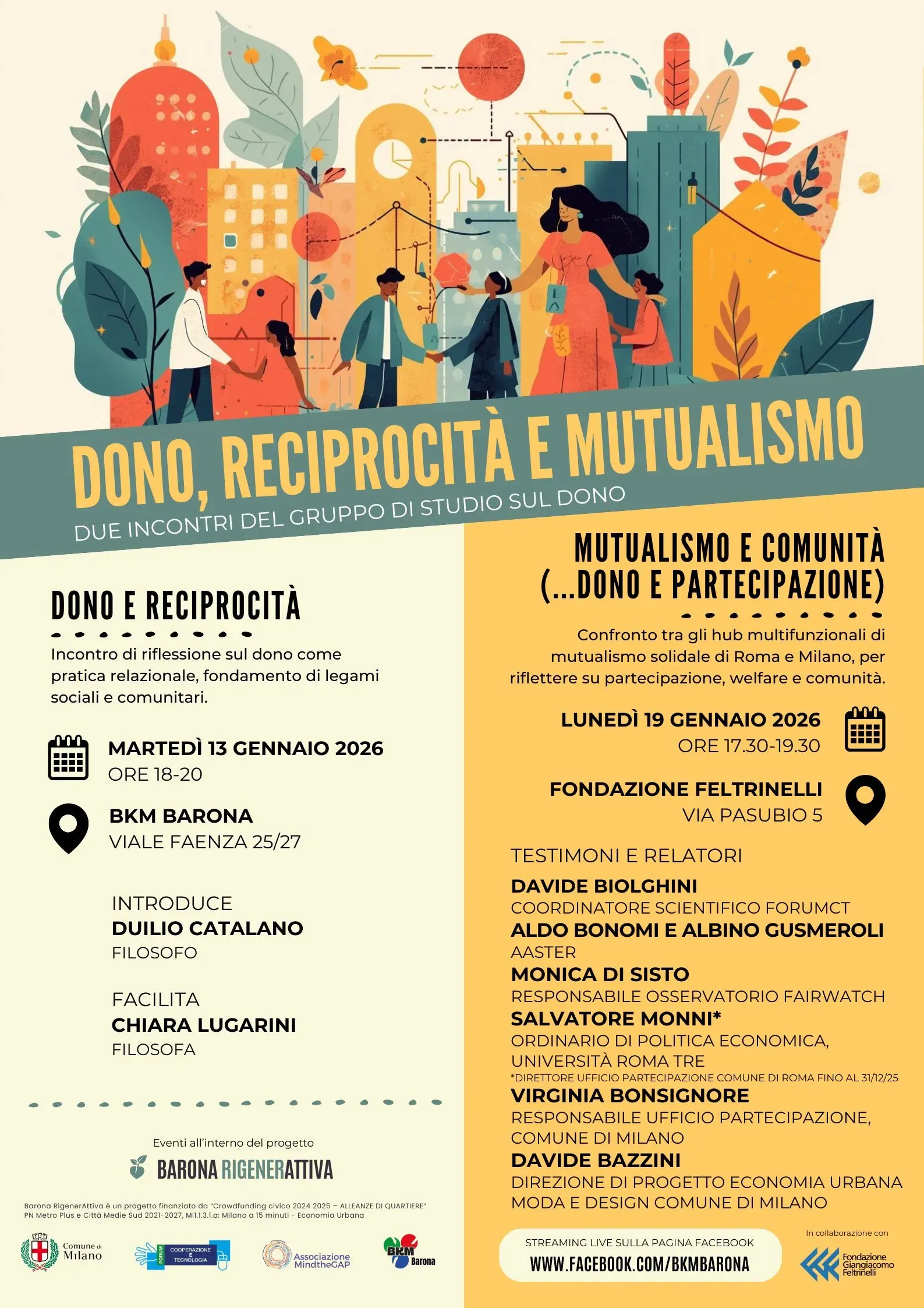 Due incontri su dono, reciprocità, mutualismo e comunità