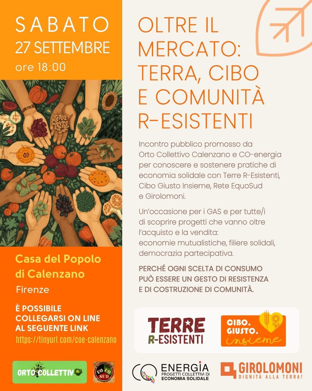 Oltre il mercato: terra, cibo e comunità r-esistenti, incontro il 27 settembre