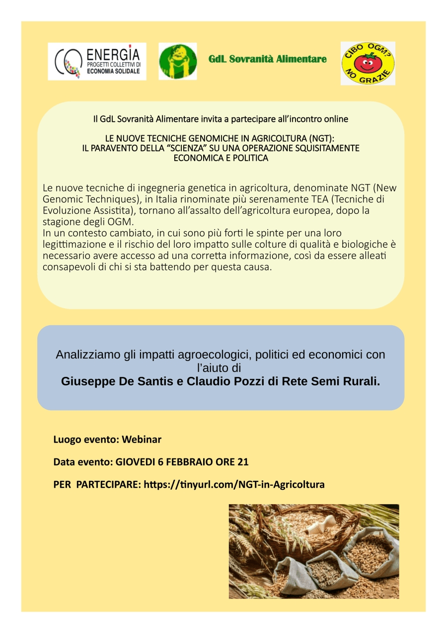 Incontro con Rete Semi Rurali sui nuovi OGM