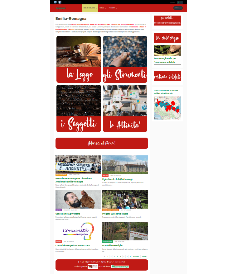 economiasolidale.net v0.6 e la home-page per l'Emilia-Romagna