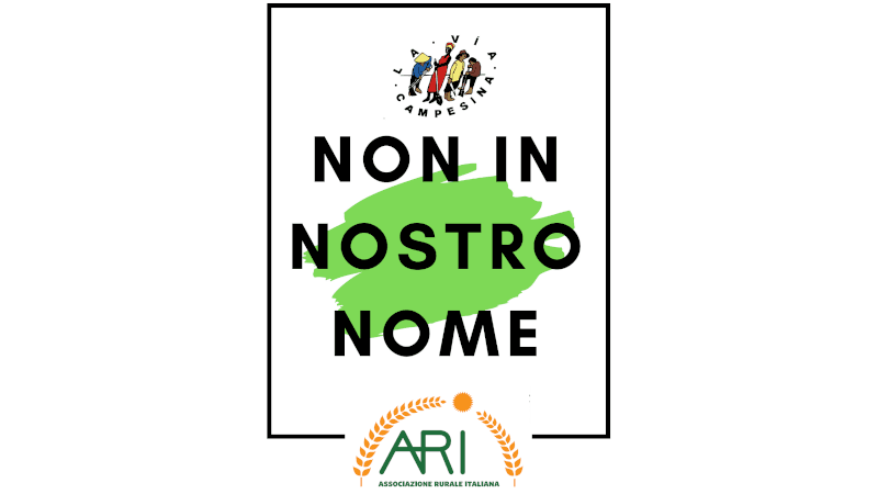 NON IN NOSTRO NOME" ("NOT IN OUR NAMES"). 