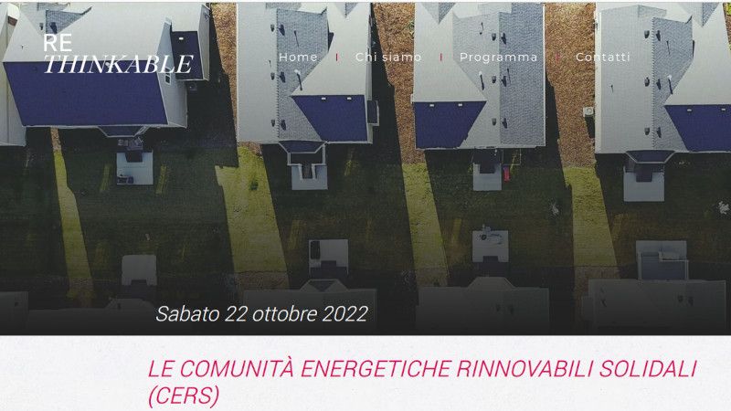 Le comunità energetiche rinnovabili solidali. Conferenza e laboratorio a Rethinkable