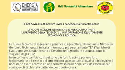 Incontro con Rete Semi Rurali sui nuovi OGM