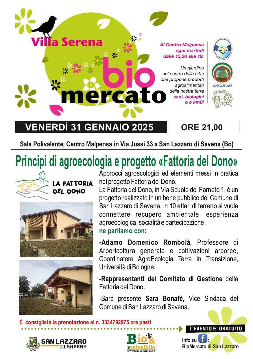 BioMercato: principi di agroecologia e progetto "Fattoria del dono"